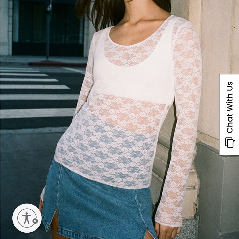 Brandy Melville white lace long sleeve